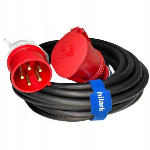 Hilark Cable Tech CEE Starkstrom-Verlängerungskabel H07RN-F 5G6 mm² 32A 5-polig Winkelstecker 10m