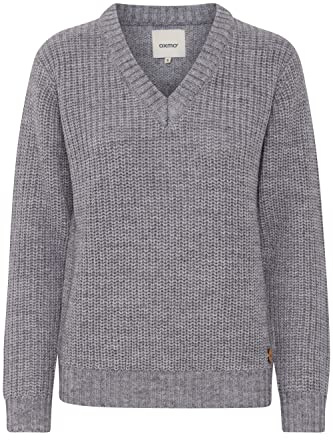 OXMO by OXNanny Damen Strickpullover Grobstrick Pullover V-Ausschnitt