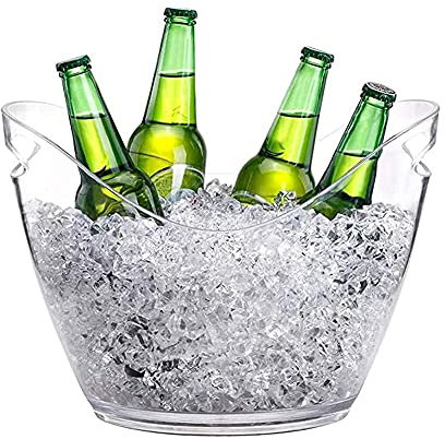 WANGFENG Ice Bucket,Ice Bucket with Lid and Ice Tongs,LED Ice Buckets clear Acrylic Barrel Luminous ICE Bucket Nightclubs Light Up Champagne Beer Buckets Keeps Ice Cold