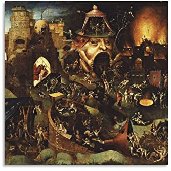 AAOTE Renaissance-Gemälde der Hölle – von Hieronymus Bosch, Malerei, Kunstposter, Poster, Druck, Kunst, Wandgemälde, Leinwand, Poster, moderne Schlafzimmer-Dekoration, 40 x 40 cm
