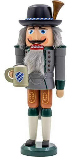Seiffener Volkskunst Nussknacker Bayer auf dem Oktoberfest, 38 cm hoch, original Erzgebirge