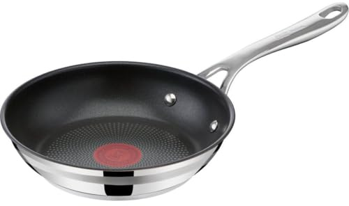 Tefal Pfanne 24cm Induktion Bratpfanne Jamie Oliver Antihaft Edelstahl | Spülmaschinengeeignet | Langlebige Antihaft-Beschichtung | Thermo-Signal-Technologie | Edelstahl/Schwarz