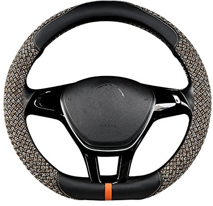 Auto Lenkradschutz Für VW Für Golf 7 D-Form-Auto-Lenkradbezug Leder + Ice Silk Lenkradabdeckung (Farbe : 2)