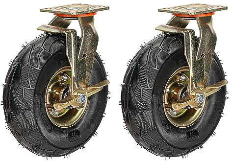 2 Stück Schwerlastrollen Ø 200 Mm 250 Mm Luftreifen Gummi Rollen, Ersatz Lenkrolle Mit Bremse, Tragkraft 200 Kg Industrie Transportrolle, Für Trolleys Möbel Werkbank DIY Mechanisch Paletten ( Color :