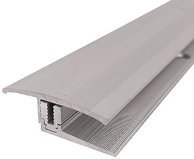 ufitec Profilsystem für Parkett- und Laminatböden - für Belagshöhen von 7-16 mm - viele Farben lieferbar (Flex Übergang 90 cm Lang | 35 mm breit, Silber)