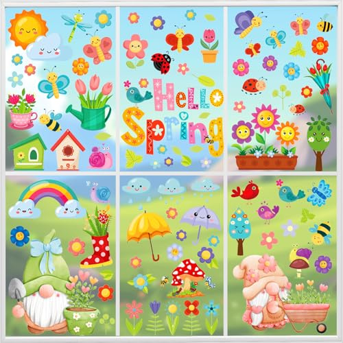 Lets Joy 9 Stück Fensteraufkleber Frühling, Bunt Schmetterlinge, Selbstklebend, Fensterbilder Kinder DIY Fensterdeko