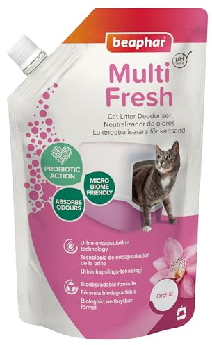 Beaphar - Multi Fresh Cat Litter Deodoriser Orchid 400g - Urine Encapsulation Technology – Prebiotics Absorb and Reduce Unpleasant Odours - Doubles Cat Litter Life - Biodegradable