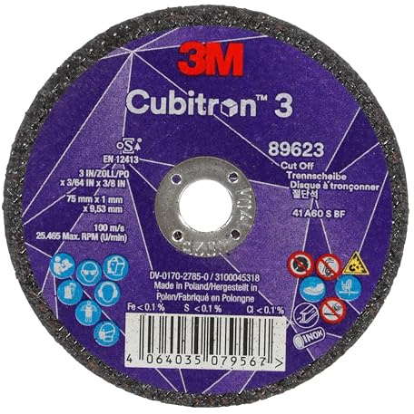 Disco da Taglio 3M Cubitron 3, 89623, 60+, T41, 75 mm X 1 mm X 9.53 Mm, En, 25/ Pack