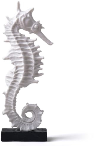 HAUCOZE Cavalluccio Statua Scultura Marino Figurina Moderna Deco 34cm | Bianca Resina Nautica Ornamento Artigianale Arte Soprammobili Compleanno Festiva Regalo per Mensole Scrivania