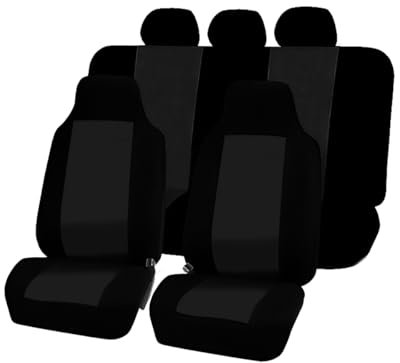CGEAMDY 7 Stück Autositzbezüge Kompletter Satz, Klassisch Autositzbezüge Sitzschoner Auto Schonbezug Autositz, Ideale Passform & Perfekter Schutz Für Autositze(Schwarz)