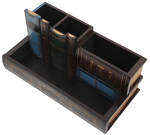 HOODANCOS Vintage Buchform Stiftehalter Retro Schreibtisch Organizer Praktischer Stiftbehälter Für Büro Schule Und Platzsparendes Design Robust Und Bruchsicher