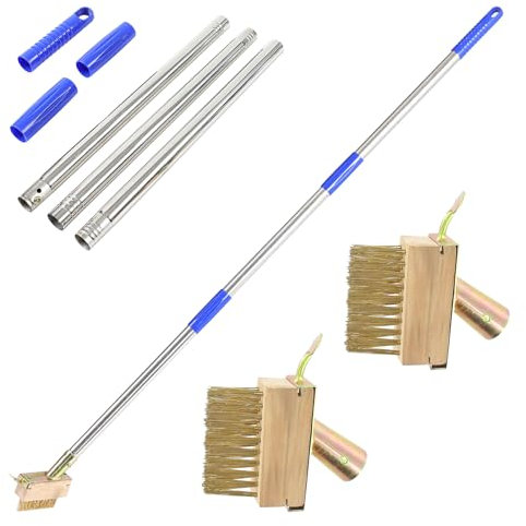 Unkraut Fugenbürste,2 Stück Fugenbürste Stahlbürste Unkrautbürste Fugenkratzer,Pflastersteinebesen mit Kratzkante,Gartenbesenunkrautbürste mit Langem Stiel,für Moos & Unkraut Ersatzbürsten. Gelb