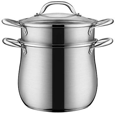 ANSNOW Robustes Dampfgartopf-Set Aus Edelstahl, Quart-Kochtopf, Dampfgareinsatz Und Belüfteter Glasdeckel