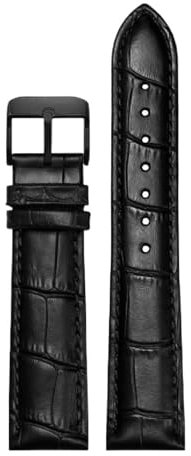SpaRcz Echtes Lederarmband Business Krokodilmuster Herren Nadelschließe mit Uhrenkette 20-22mm, Farbe 4, 20mm