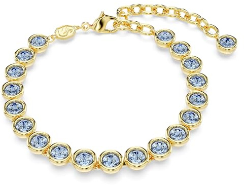Swarovski Imber Tennisarmband für Damen, vergoldet, Rundschliff, Größe M, Blau, 15.5-20 cm, Kristall, Kein Edelstein
