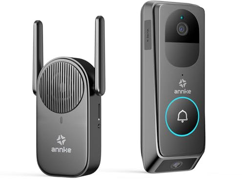 ANNKE Video Doorbell with 190° ultra-wide Angle View, Wireless Video Doorbell Security Camera with 3MP HD Video, 2-way Audio, PIR Human Detection, Battery-powered, Night Vision, Support Alexa