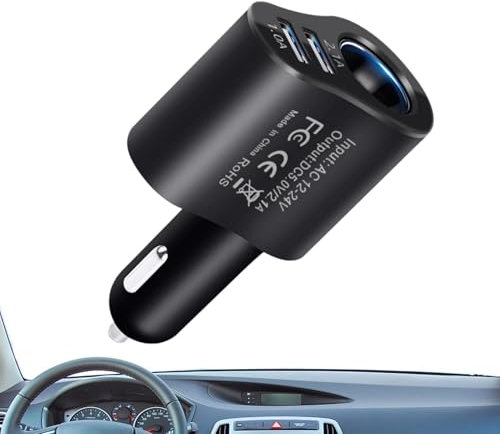 Car Outlet Splitter - 12v/24v Car Splitter Adapter,Fast Charging Outlet, Smart 80w Multifunctional Car Phone Charger for Trucks, Smartphones, Dash Cam, Suvs