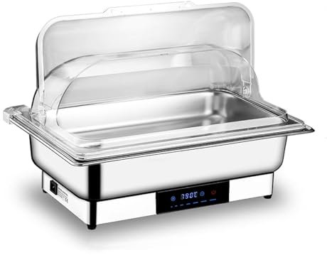 Food Warmers for Parties Electric with Temperature Display and Control Chafing Dishes for Buffet with PC Transparent Cover for Hotels, Buffets(9L 1/1 Size)