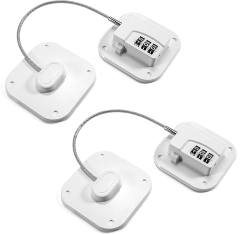 ltteea 2pcs Digital Password Fridge Lock for Safety Refrigerator Door Locks | Children Adhesive Safety Window Lock Kids Adults Security Cabinet Locks for Freezer Cupboard,Drawer,Fridge Door White