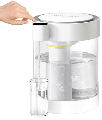 Waterdrop Glass Rechargeable Water Filter Dispenser, WD-ED12W 5.3L 3 Months Soften Water Instant Electric Jug, Reduce Calcium, Magnesium and other 70+ Contaminants, Countertop Water Filtration System