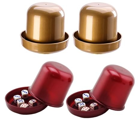 VICASKY 4 Set Dice Cups for Party Games - Compact 3.4 Inch Plastic Dice Shakers for Home, Pub, KTV & Family Gatherings Playthings Set for Adults & Kids