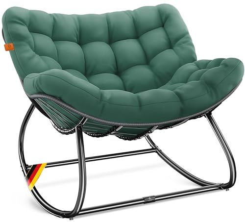 KESSER Mecedora Interior y Exterior, Mecedora ergonómica, Carga máxima de 120 kg, Silla Relajante con pies Antideslizantes, Resistente a la Intemperie