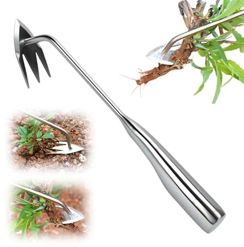 AprYew Extracteur de mauvaises herbes manuel pour jardin et pelouse – Désherbeur robuste à 3 griffes en acier au manganèse avec poignée pour un retrait facile des mauvaises herbes dans le jardin, la