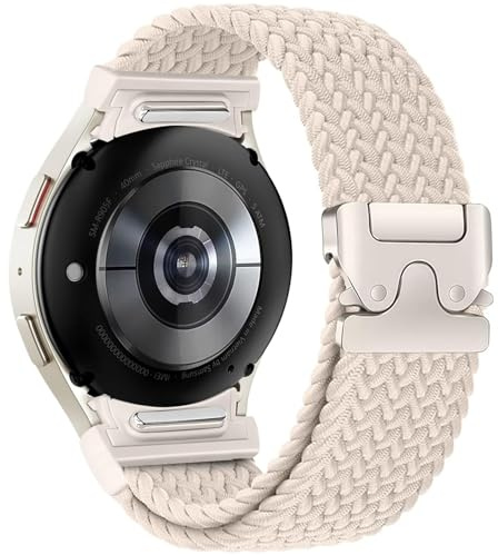 Issinlky No Gap Nylon Flätat armband Kompatibel med Galaxy Watch 7/FE/6/5/4 40mm 44mm, Elastiskt Magnetiskt Spänne armband för Galaxy Watch 6 Classic/4 Classic/5 Pro Herren Damen