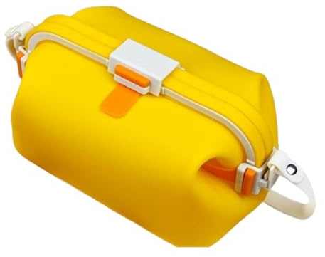 Contenitore per Il Pranzo in Silicone, Borsa per Il Trucco, Borsa per Articoli da Toeletta per Microonde, Contenitore Pieghevole per Alimenti, Scatola, Giallo