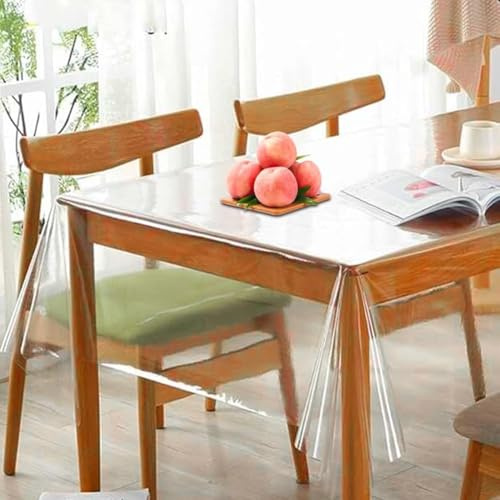 Umllpet Tischdecke Transparent, PVC Durchsichtige Tischdecke, Tischfolie Durchsichtig, Wasserdicht Abwaschbar Tischschutzfolie, Abwaschbar Tisch Schutzfolie Stark 0.13 mm (Transparent, 140x160cm)