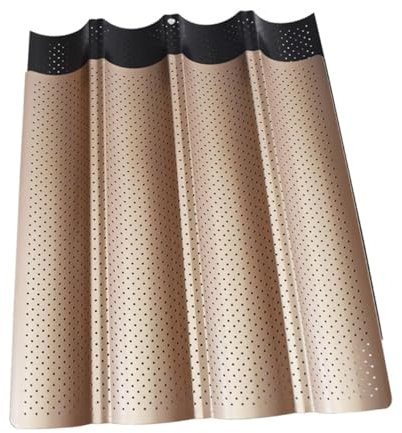 OUNONA 1Pezzi Teglia per Baguette Antiaderente Vassoio da Forno Resistente Calore con Aria Stampo per Pane Francese Facile Riutilizzabile per Cucina Nero