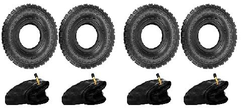 Holdfiturn 4PCS Tyre and Innertube Heavy Duty Pneumatic Rubber Wheel Double Thickness Inner Outer Tubes Tire Set Replacement Tyre for Wheelbarrows Sack Truck Hand Trolley Cart (4PCS 4.10/3.50-4)