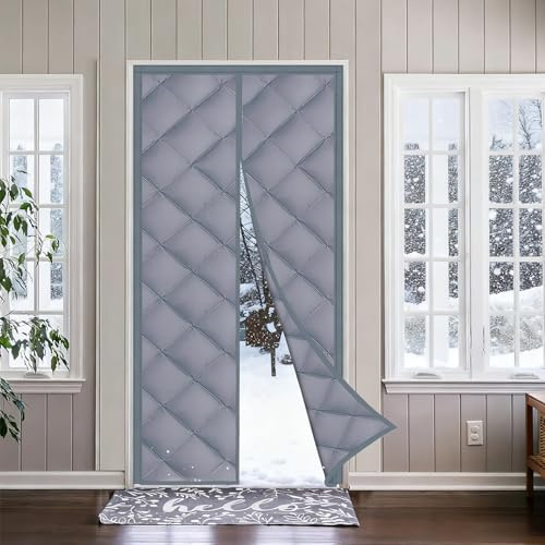 Magnetic Thermal Insulated Door Curtain, Windproof Soundproof Oxford Fabric Winter Door Cover to Keep Warm, Full Seal Self-Closing with Powerful Magnets & Full Frame Magic Tape (80x200cm)