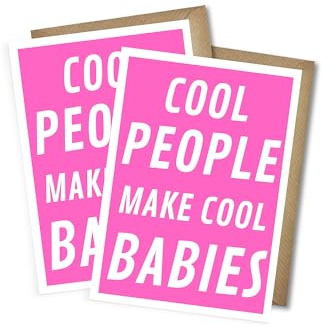 WBdesignz Geburt Glückwunsch Karten mit Umschlägen - Glückwunschkarten zur Geburt “Cool People make Cool Babies” Schwangerschaft Gender Reveal Mutterschutz DIN A6 (2er-Set)