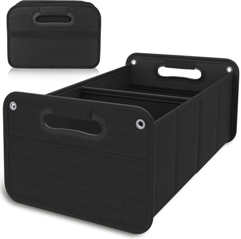 YGVQN Organisateur de Coffre de Voiture XL,Sac de Coffre Pliant avec Velcro Anti-Dérapant, Boîte Pliante pour Voiture Spacieuse,Fond Stable & Poignée,Accessoire pour Facile à Entretenir,Noir
