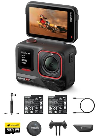 Insta360 Ace Pro 2 Vlog Bundle- 8K wasserdichte Actionkamera mit Leica entwickelt, 1/1,3 Sensor, Dual-KI-Chip-System,bestes Audio, Flipscreen & KI-Editing f. Vlogs, Motorrad & m.