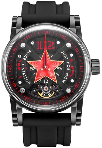 FEICE FM502 Uhren Herren Automatikuhr Skelett Analog Herrenuhr Ø45 mm | Silikonarmband Schwarz