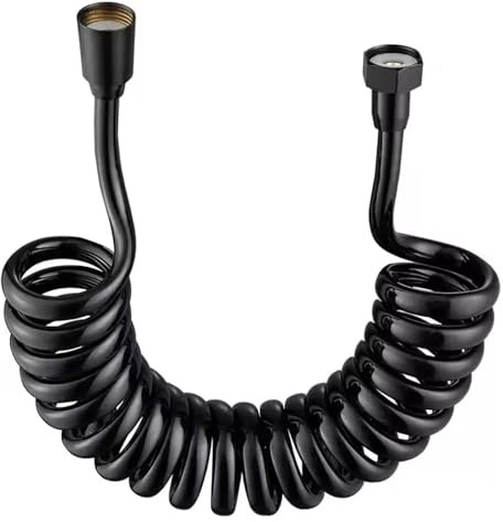 1.5/2/3/5Meter Spring Flexible Retractable Hose Spiral Flexible Shower Hose for Showerhead Toilet Bidet Water Pipe Plumbing Bath(Black,300cm)