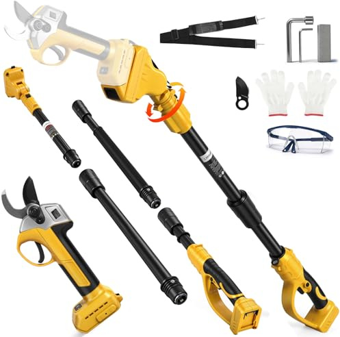Akku Elektrische Astschere Gartenschere Mit Teleskop Stange 45mm | Kompatibel mit Dewalt 20v 18V（ohne Akkus), Bürstenlosen baumschere akku schere mit teleskopstiel zum Beschneiden von Bäumen