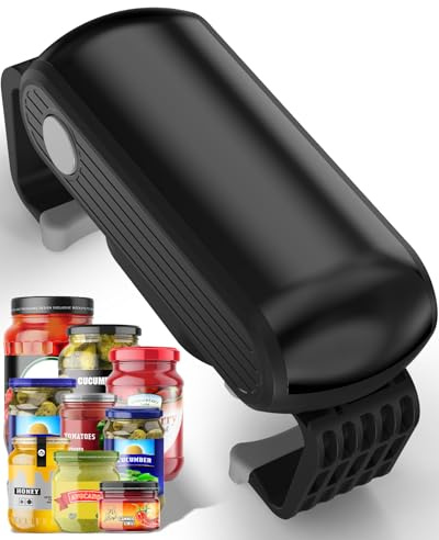 Electric Jar Opener One-Touch High Torque, Hands-Free Jar Opener for Weak Hands & Seniors, Battery Operated Jar Opener Kitchen Tool, Fits Most Jar Sizes, Grey/Black