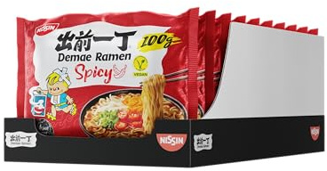 Nissin Demae Ramen – Spicy, 10er Pack, Instant-Nudeln japanischer Art, mit Cayennepfeffer & asiatischen Gewürzen, schnell & einfach zubereitet, asiatisches Essen (10 x 100 g)