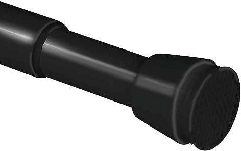 bomoe Gardinenstange Ohne Bohren zum Klemmen 115-200 cm Stufenlos Ausziehbar – Teleskopstange Duschstange ohne Bohren Rutschfest Duschvorhangstange Schwarz Vorhangstange Ohne Bohren – Neptun