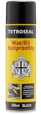 Tetroseal Wax/Oil Rustproof, Black, Aerosol, 500ml – Heavy-Duty Oils, Waxes & Corrosion Inhibitors, Kills Rust, Silicone-Free, For Underbody & Internal Protection