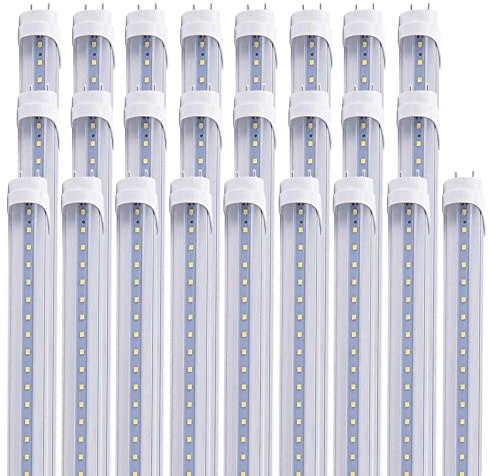 MKUJOO 25pcs 4FT 24W T8 LED Tube Light White Daylight 6000k 4' LED Bulbs Garage Warehouse Shop Light Ballast Bypass G13 Base T10 T12 Fluorescent lamp Replacement AC100-277V Clear Cover
