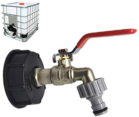 Réservoir d'eau IBC - Adaptateur IBC avec Robinet À Boisseau Sphérique en Laiton 1/2 S60X6, Réservoir Vidange IBC pour Robinet Jardin en Laiton