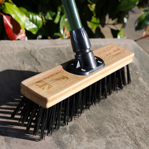 Charles Bentley Charnwood 12 Stiff PVC Broom for Garden & Outdoor Maintenance Premium Brushware Green FSC Wood