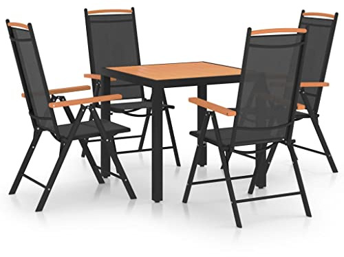 vidaXL 5-TLG. Garten-Essgruppe Aluminium Schwarz
