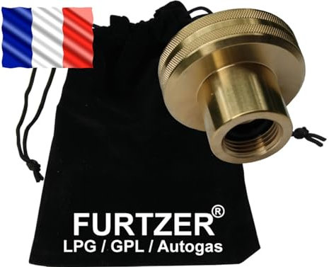 Furtzer Adaptador para bombona GLP autogas Dish para bombonas de gas propano adaptador corto con bolsa de tela ¡Perfecto para las bombonas de gas francesas!