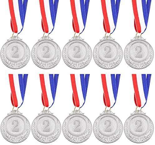 Cimeton 10Pcs Golden Silver Bronze Award Medals Olympic Style for Competitions, Sports, Spelling Bees, Party Favors