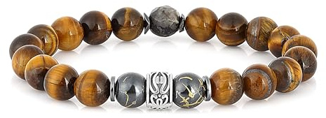Nahle® | Tigerauge Hämatit Armband | Naturstein Perlenarmband für Frauen und Männer | handmade Tolle Geschenkidee | inklusive Schmuckbox (17, Partnerarmband)